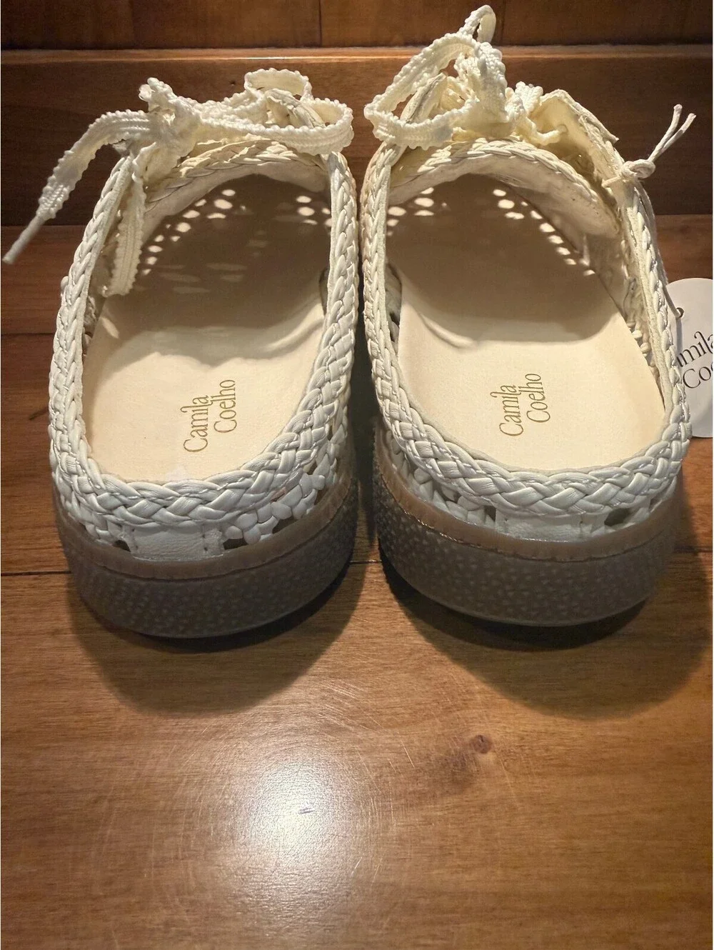 New Camila Codolo White Woven Leather Slip-On Sneakers Women's Size 8